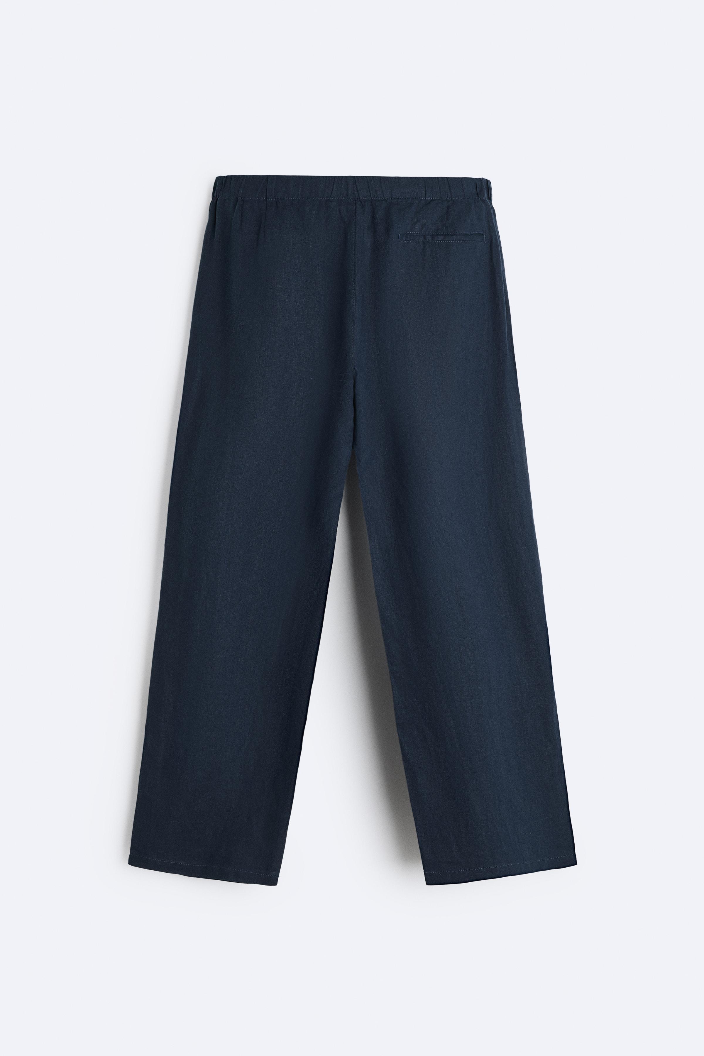 100% LINEN JOGGER WAIST PANTS Product Image