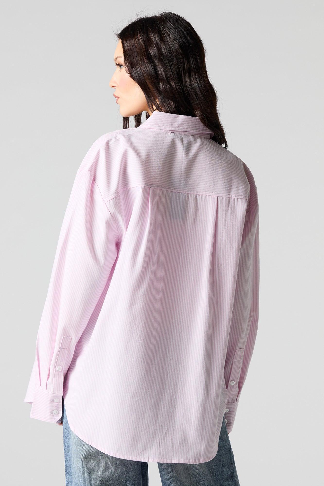 Oversized Pinstriped Button-Up Top Female Product Image