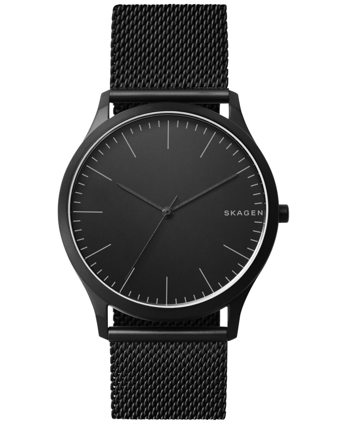 Skagen Mens Jorn Black Stainless Steel Mesh Bracelet Watch 41mm - Black Product Image