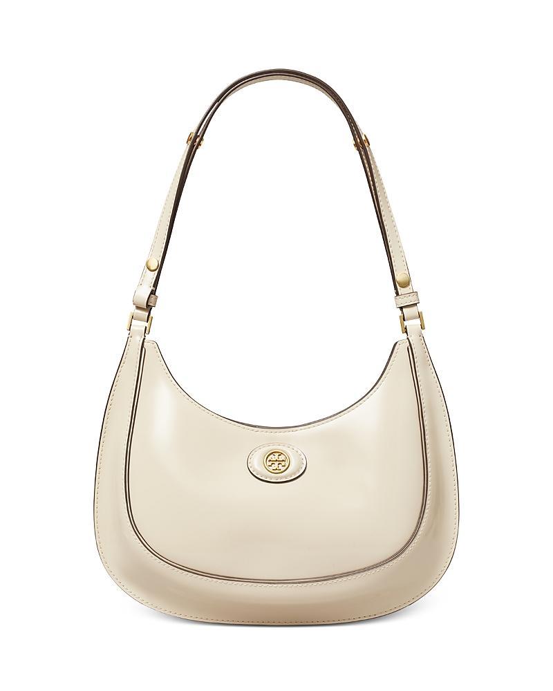 Tory Burch Robinson Spazzolato Convertible Crescent Bag (Shea Butter) Cross Body Handbags Product Image