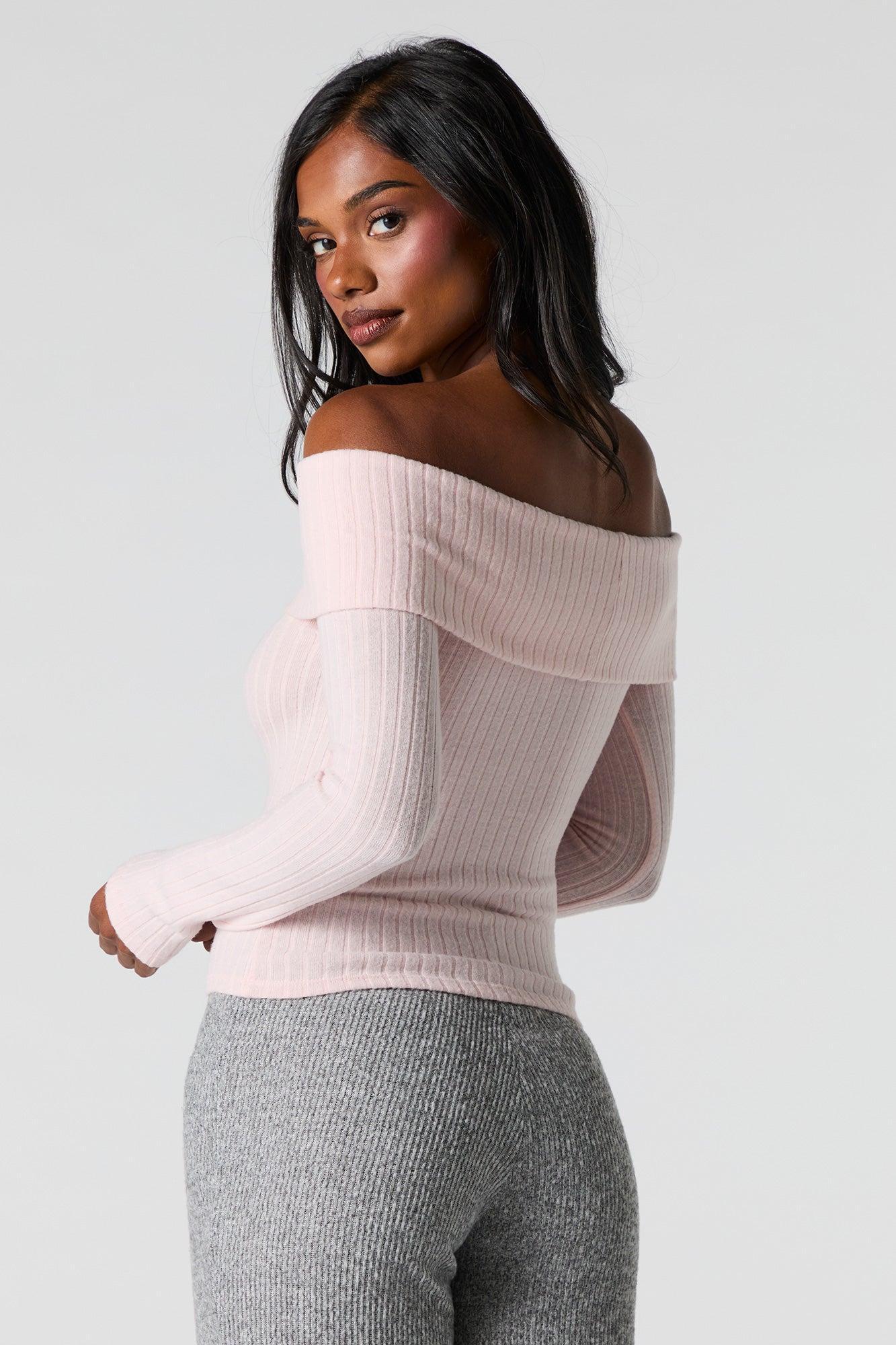 Off Shoulder Ribbed Sweater Female Product Image