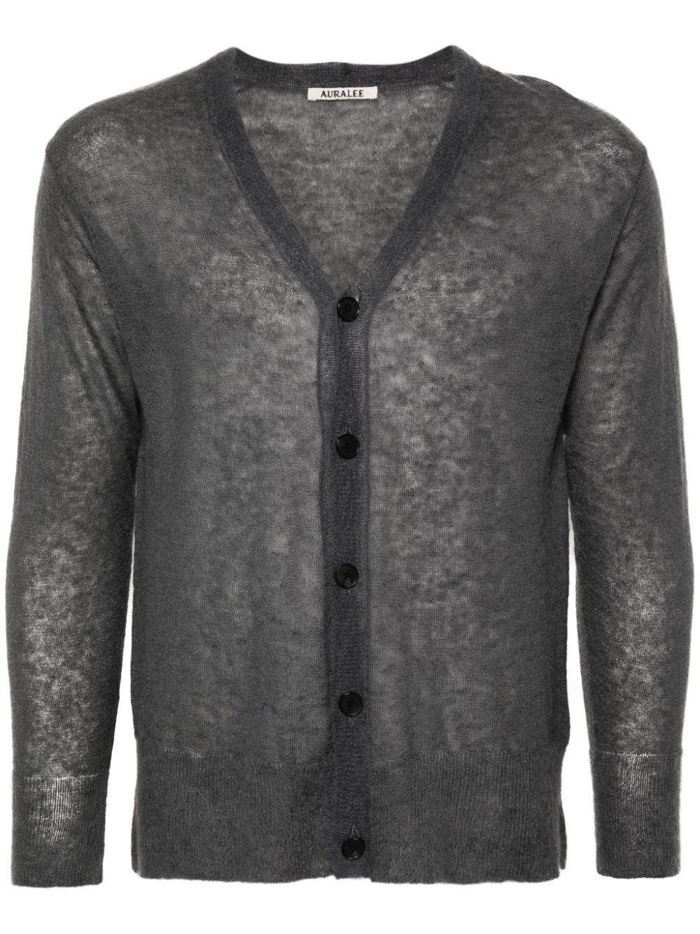 AURALEE Gray Sheer Cardigan In Grau Product Image