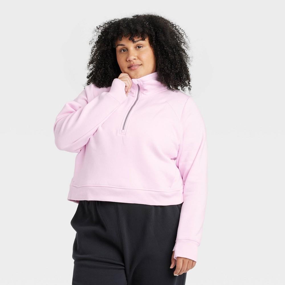 Womens Fleece Half Zip Pullover Sweatshirt - All In Motion Light 2X Product Image