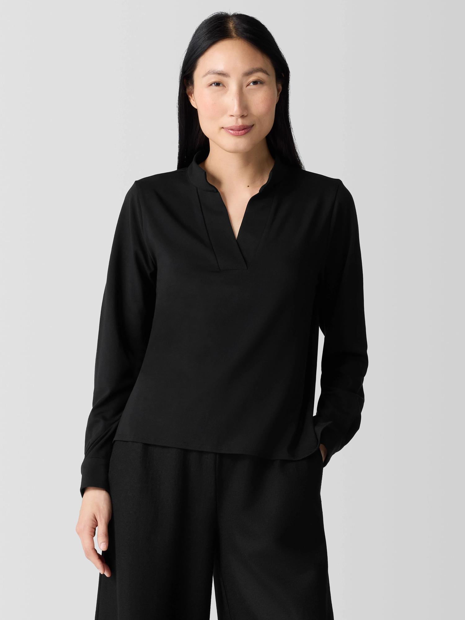 EILEEN FISHER Stretch Jersey Knit Band Collar Topfemale Product Image