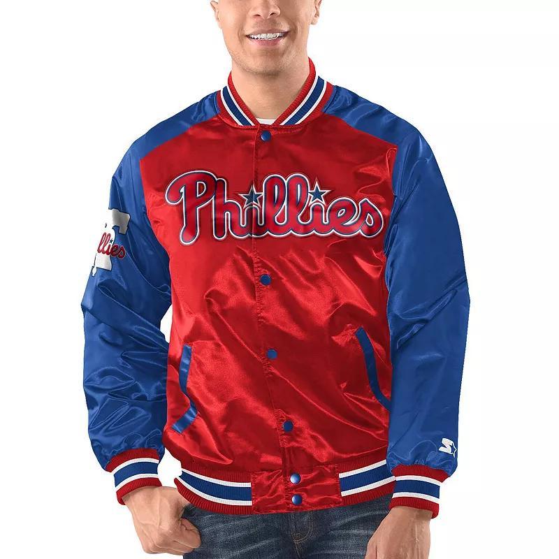 Mens Starter /Royal Philadelphia Phillies Varsity Satin Full-Snap Jacket Product Image