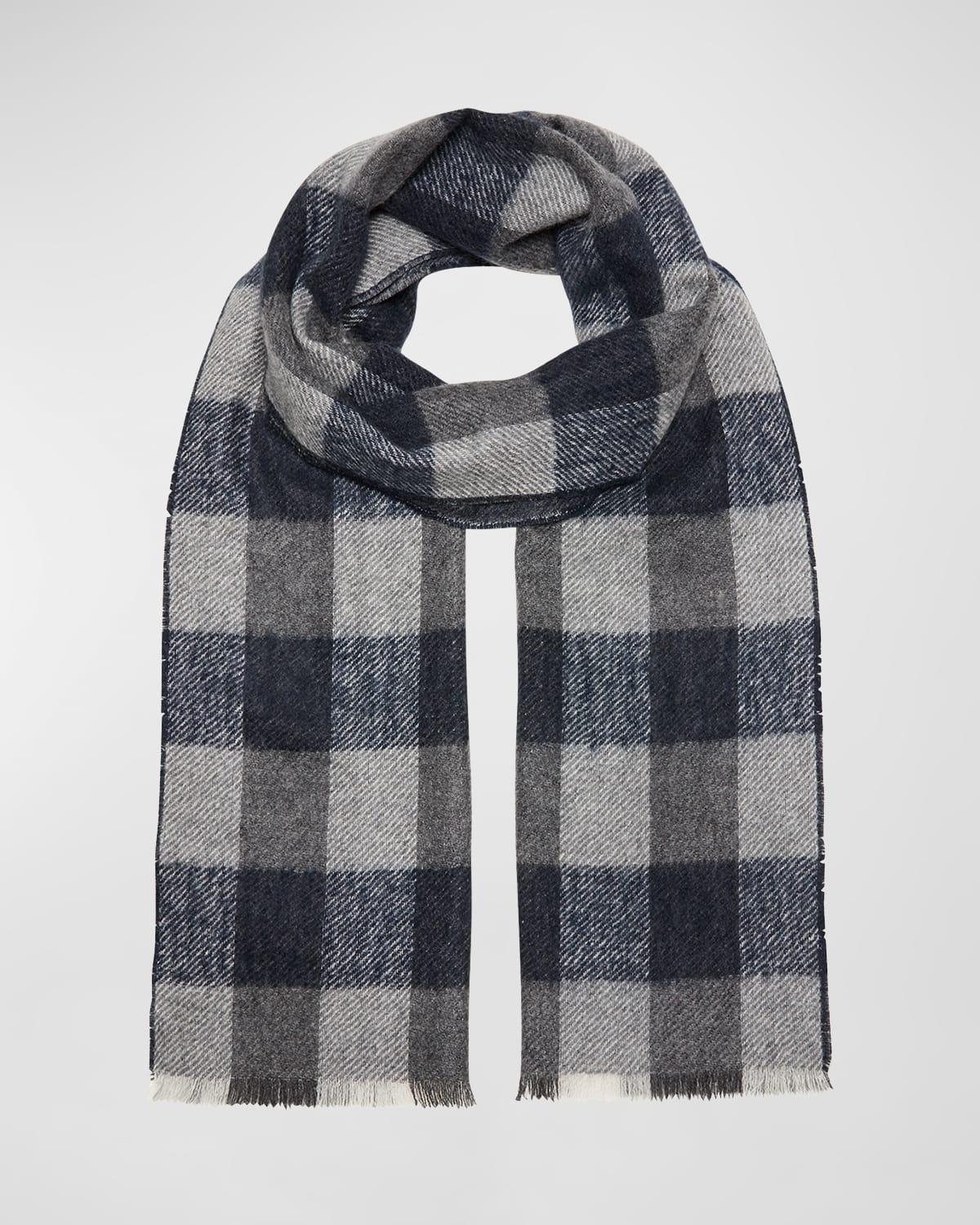 Mens Cashmere Doubled-Faced Check Scarf Product Image