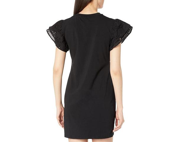 Sanctuary Ruffle Eyelet Dress (Black) Women's Clothing Product Image