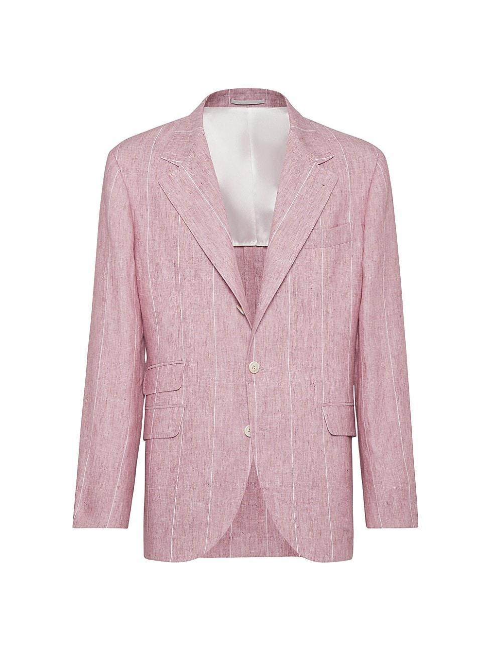 Mens Linen Wide Chalk Stripe Deconstructed Cavallo Blazer Product Image