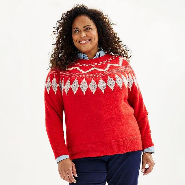 Plus Size Croft & Barrow Knit Crewneck Sweater, Womens Product Image