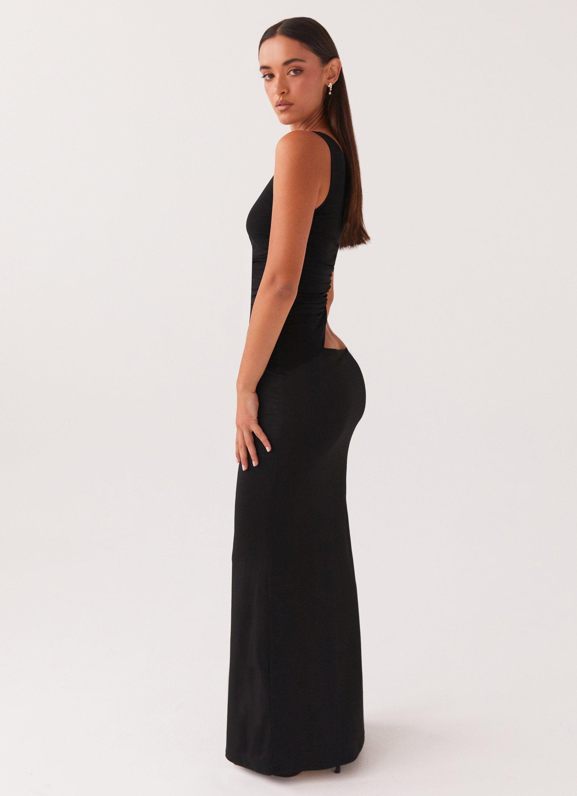 Seranella One Shoulder Maxi Dress - Black Product Image