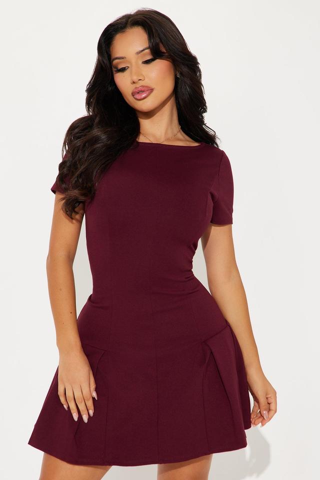 Business Beauty Pleated Mini Dress - Wine Product Image