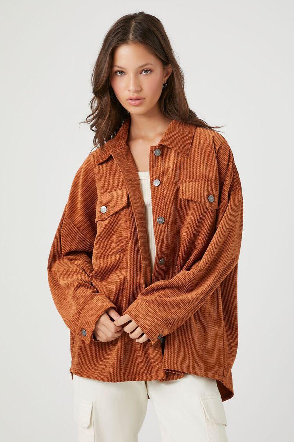 Corduroy Drop-Shoulder Shacket | Forever 21 Product Image