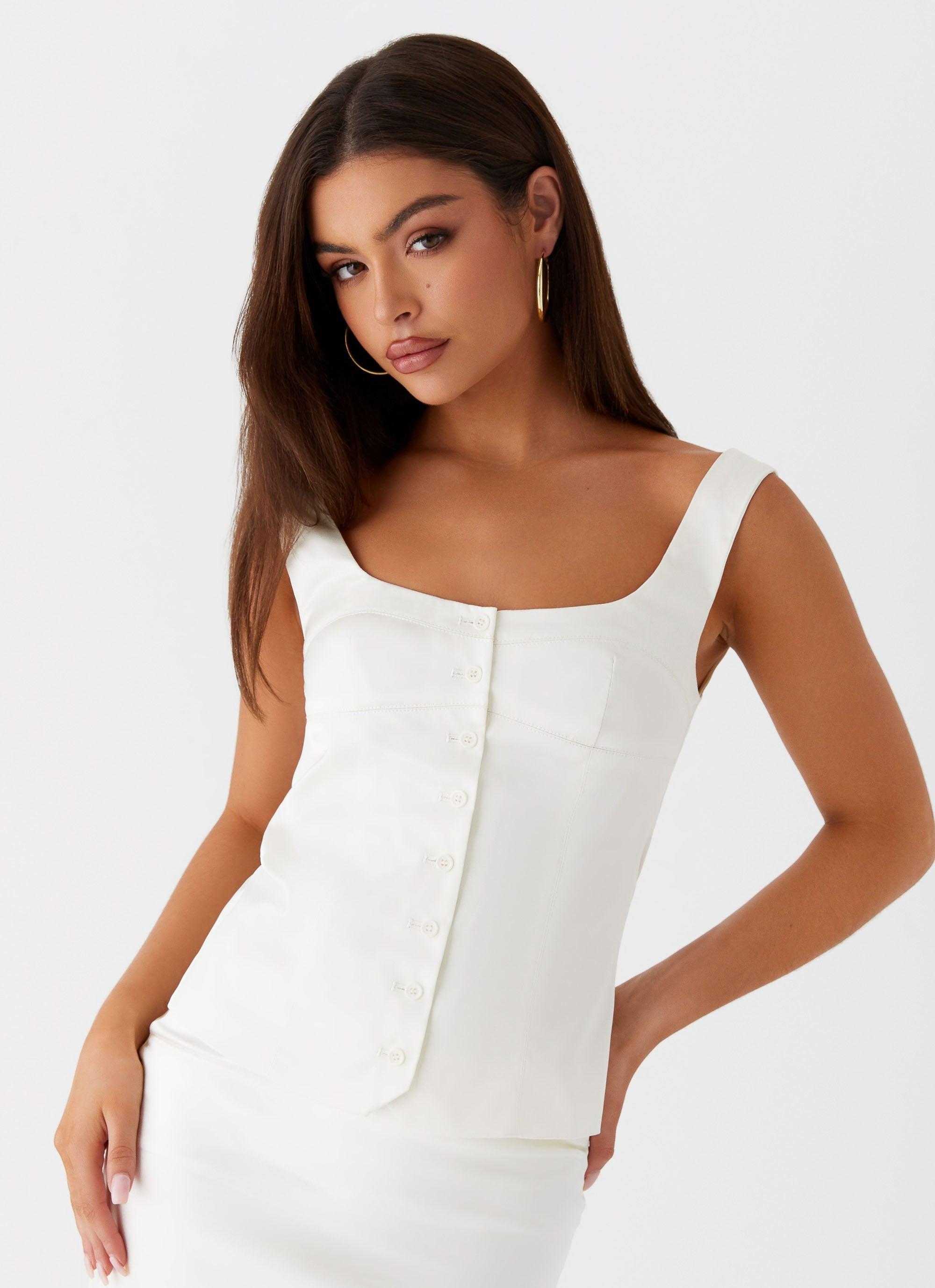 Golden Skies Bustier Panel Top - Ivory Product Image