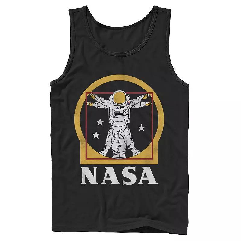 Mens NASA Astronaut Golden Vitruvian Space Man Graphic Tank Top Product Image