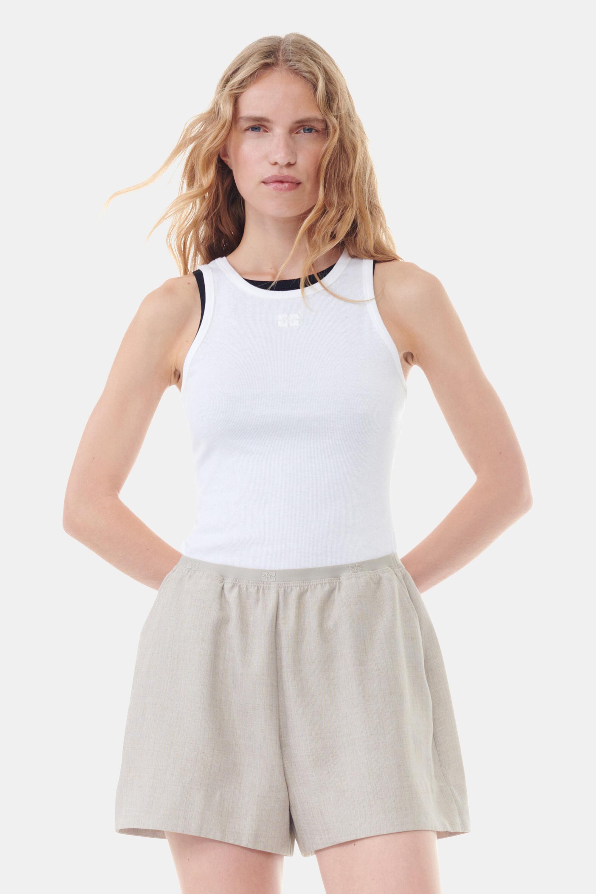 White Soft Cotton Rib Tank Top Product Image