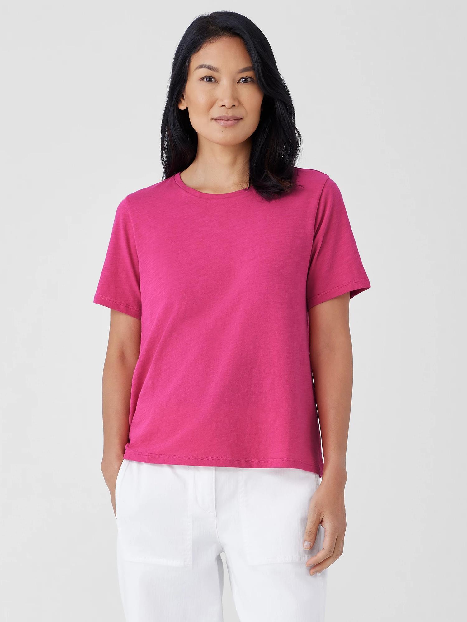 EILEEN FISHER Organic Cotton Slubby Jersey Teefemale Product Image