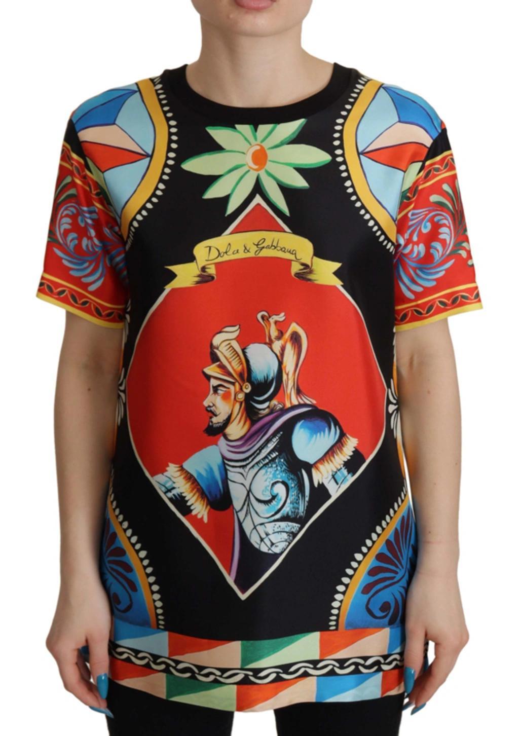 DOLCE & GABBANA Short-sleeved Carretto-print Twill T-shirt In Multicolor Product Image