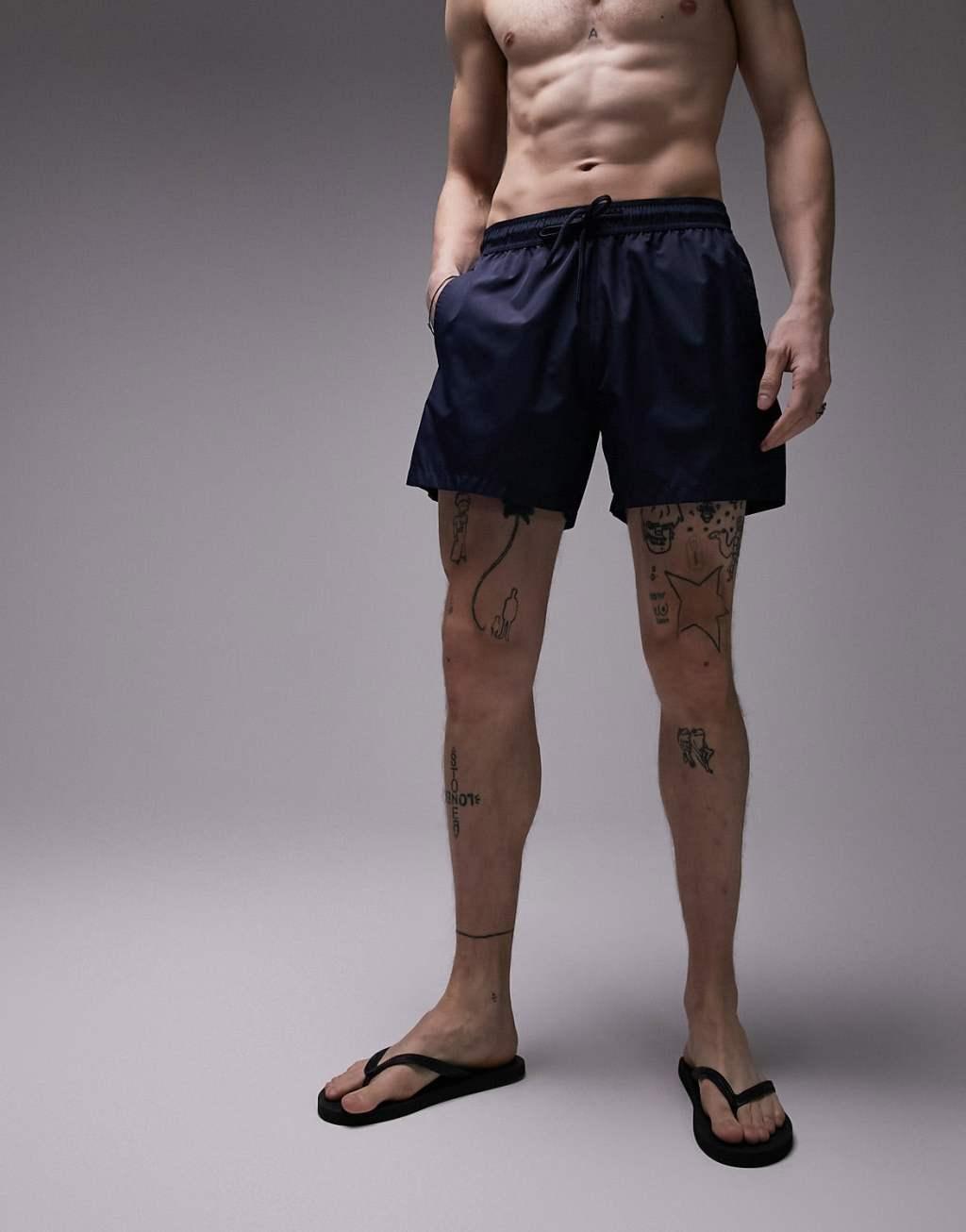 Topman swim shorts in navy Product Image