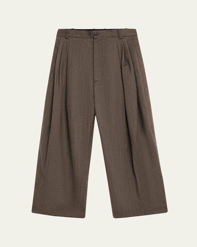 Mens Wide-Leg Herringbone Pants Product Image