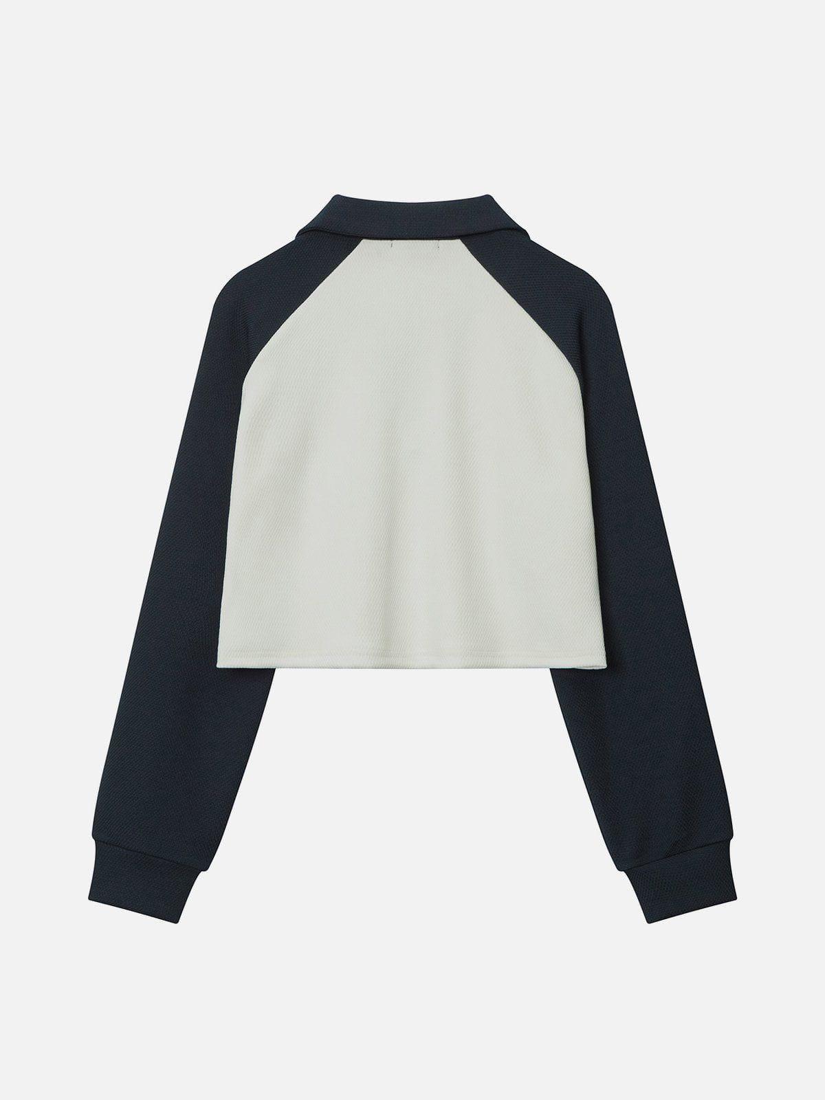 Color Blocking V-Neck Sweatshirt Female Product Image