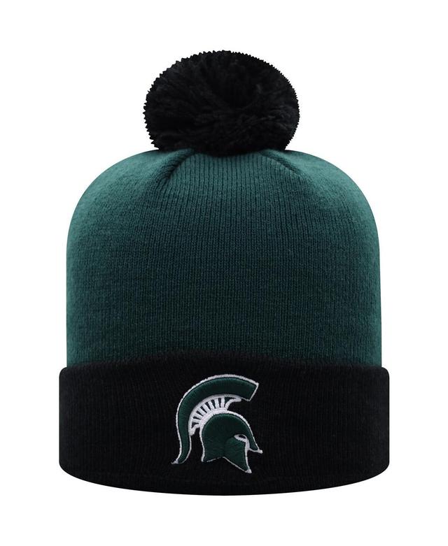 Mens Green and Black Michigan State Spartans Core 2-Tone Cuffed Knit Hat with Pom - Green Product Image