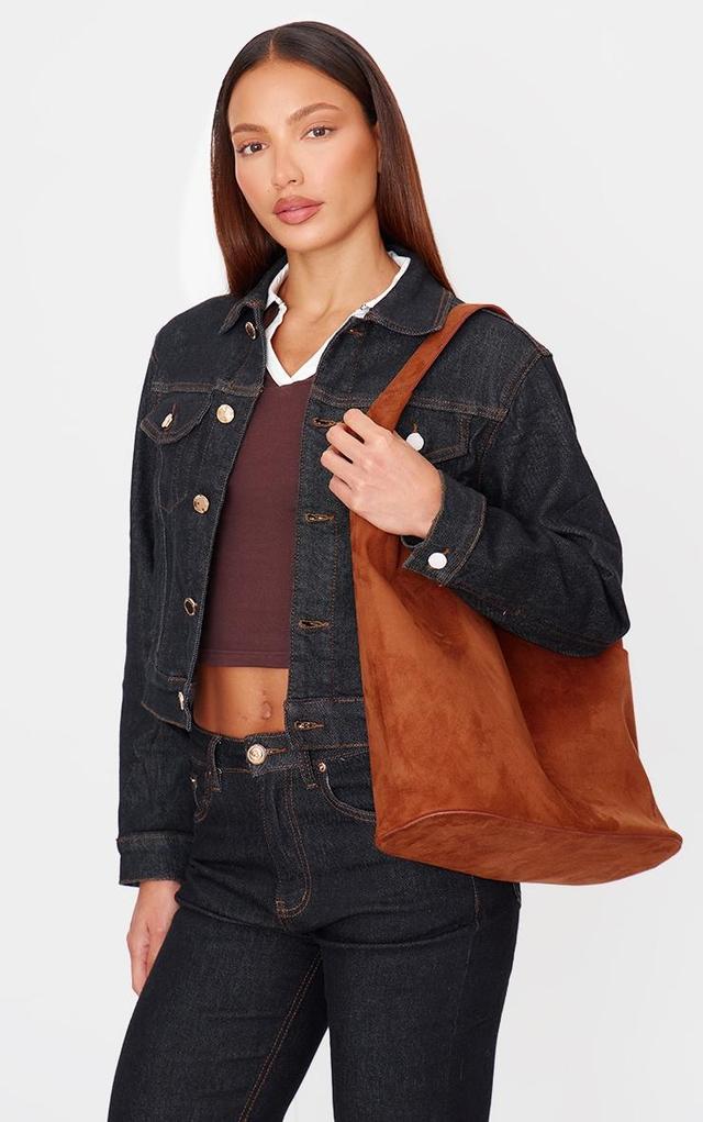 Tan Faux Suede Slouchy Tote Bag Product Image