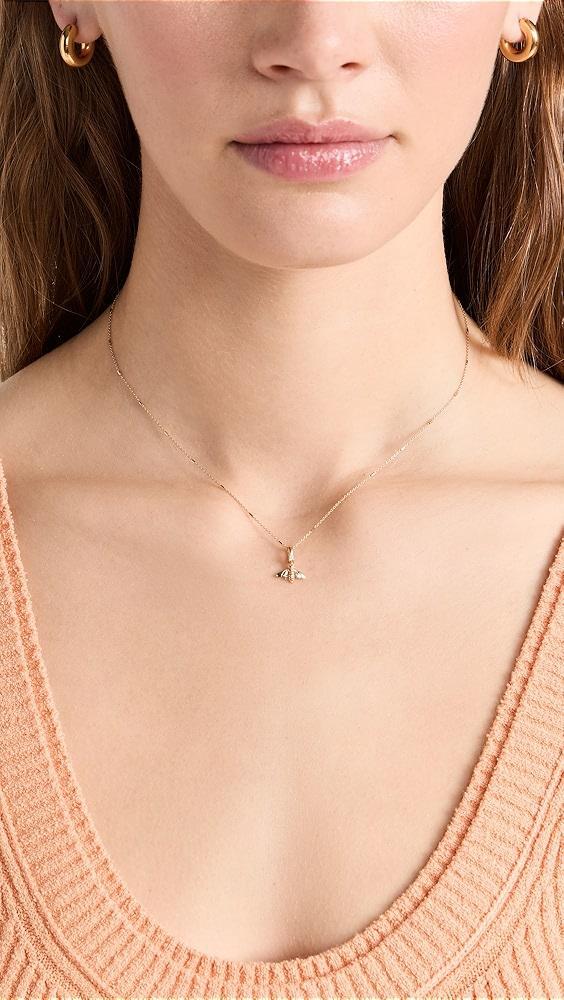 Zoe Chicco 14k Gold Tiny Gold Bee Charm Necklace | Shopbop Product Image