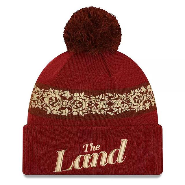 Mens New Era Wine Cleveland Cavaliers 2023/24 City Edition Cuffed Pom Knit Hat Product Image