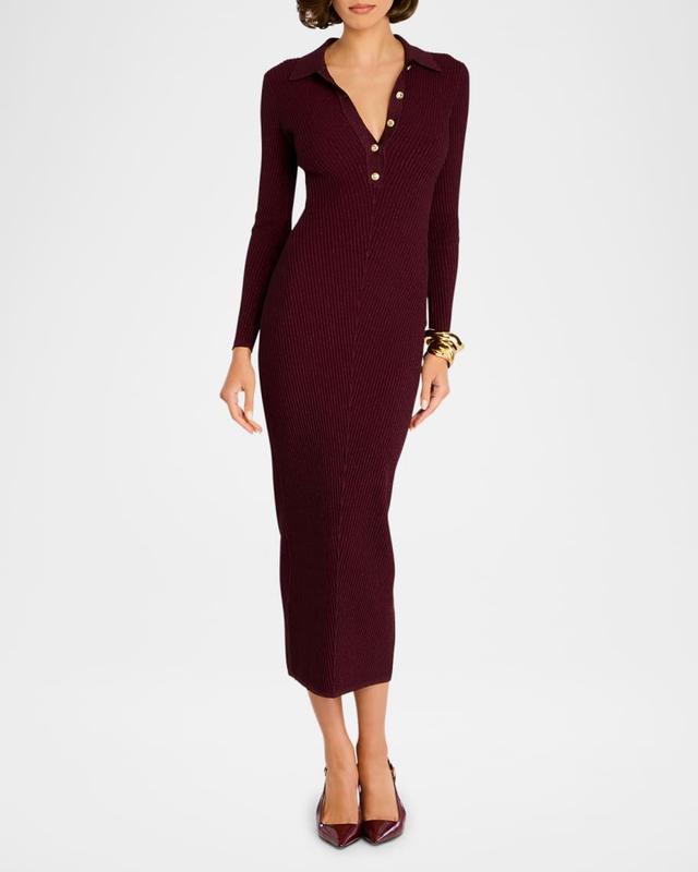 Buffy Sparkly Knit Long-Sleeve Midi Dress Product Image