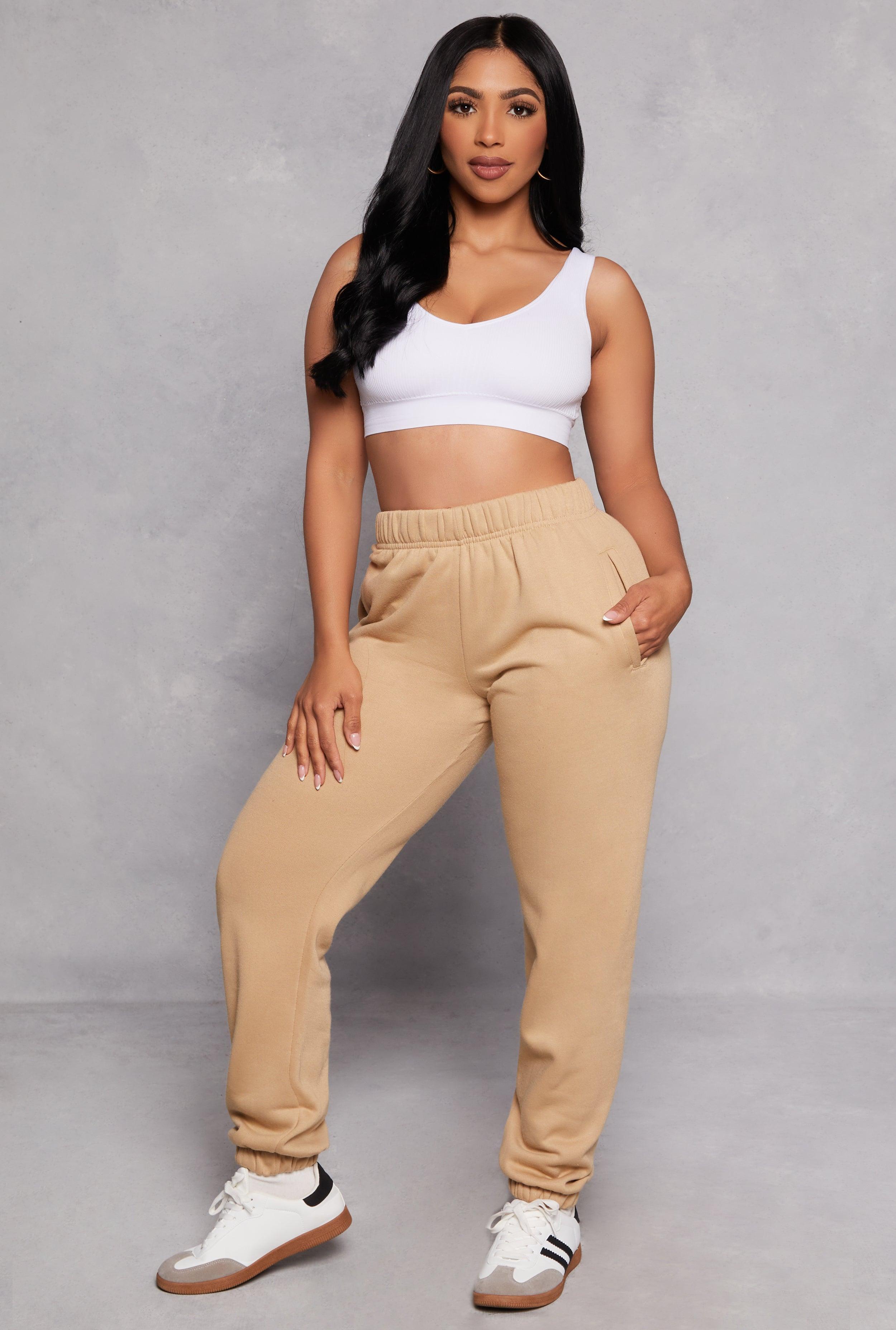 Womens Basic Fleece High Waisted Joggers Product Image