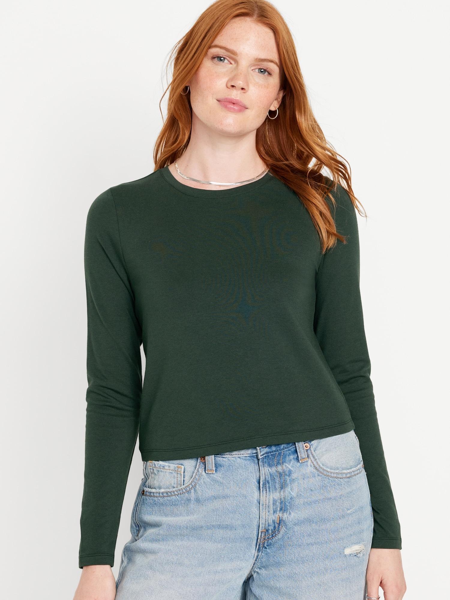 Fitted Long-Sleeve Cropped T-Shirt for Women Product Image