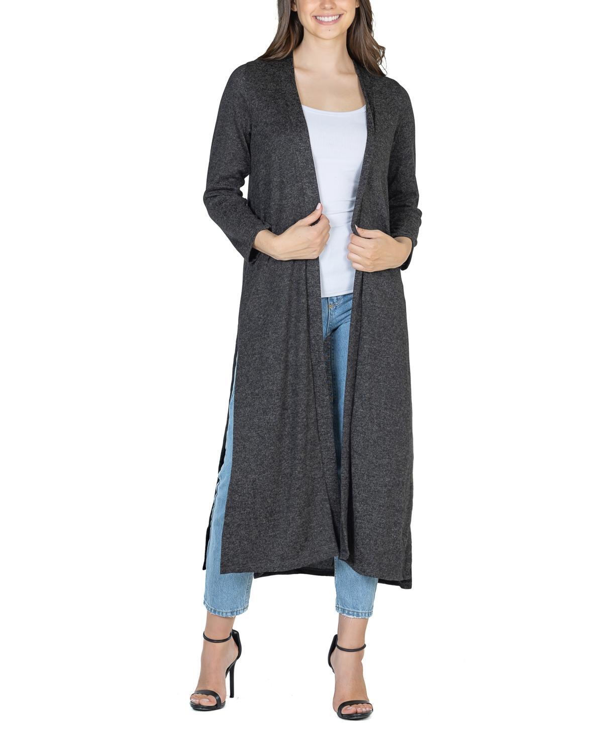 24seven Comfort Apparel Womens Long Duster Open Front Knit Cardigan Jacket Product Image