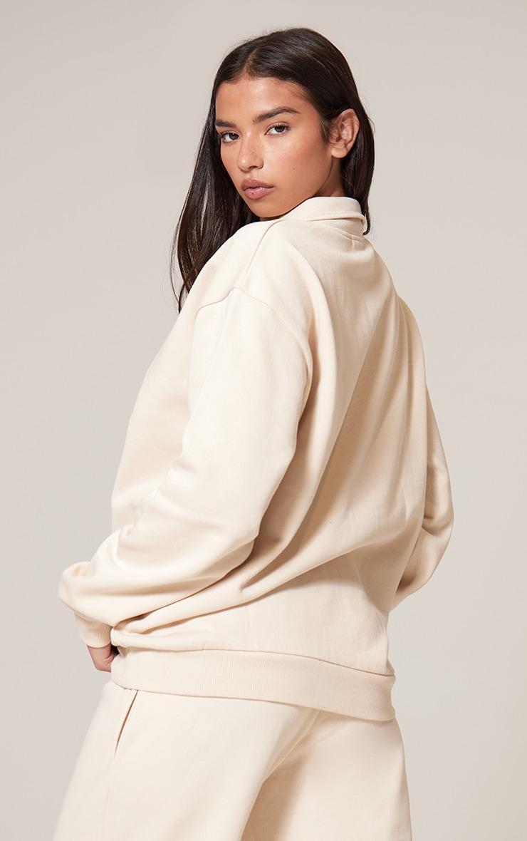 Ecru Premium Collared Oversized Sweatshirt Product Image