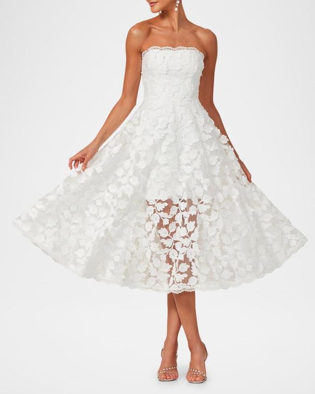 Florence Strapless Lace Applique Midi Dress Product Image