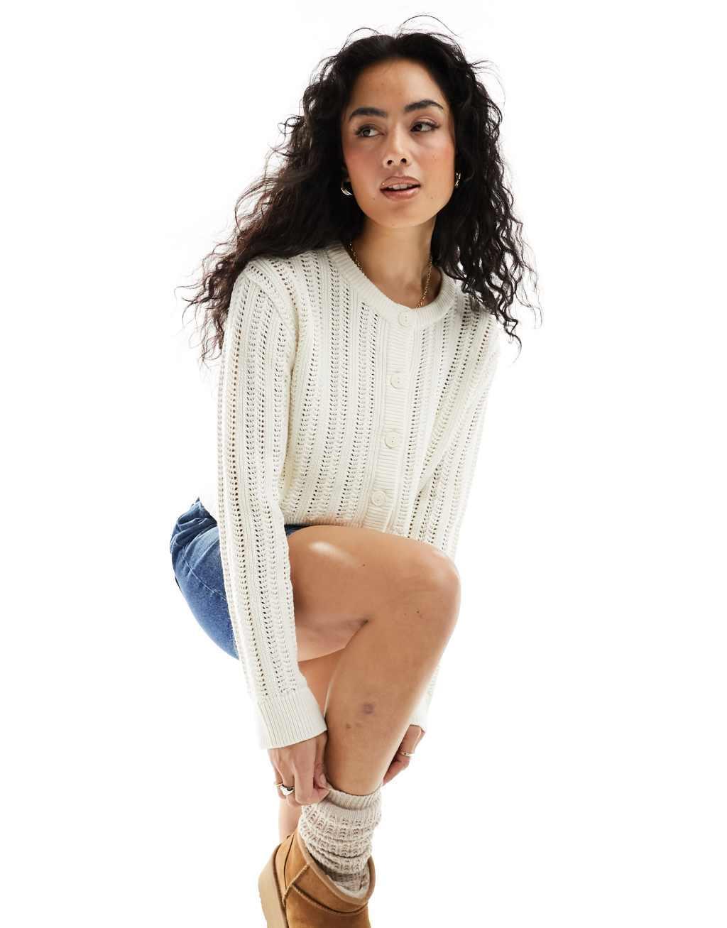 ASOS DESIGN cropped crew neck cardigan Product Image