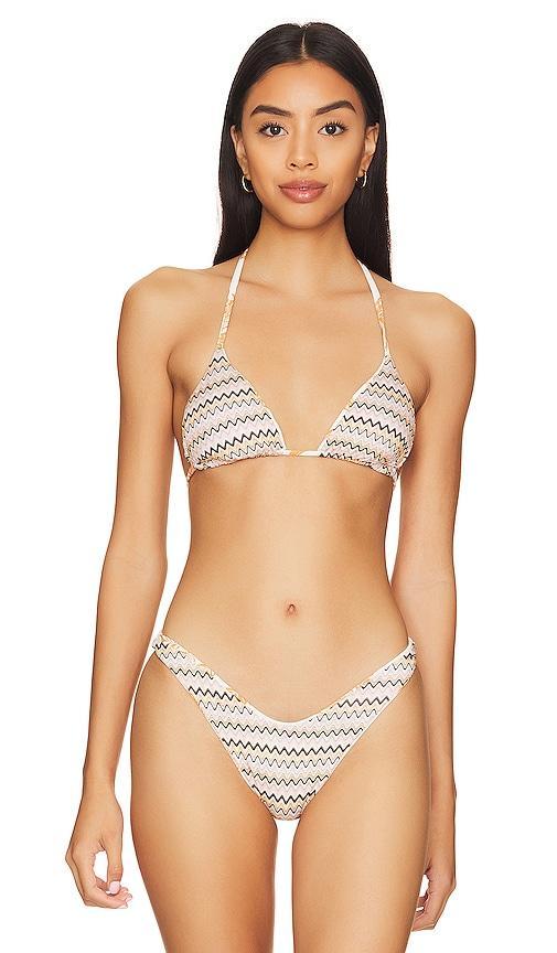 Maaji Balmy Reversible Bikini Top in Orange. Product Image