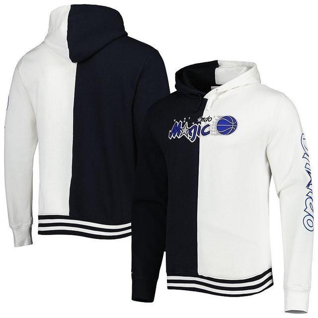 Mens Mitchell & Ness Black/White Orlando Magic Hardwood Classics Split Pullover Hoodie Mag Blue Product Image