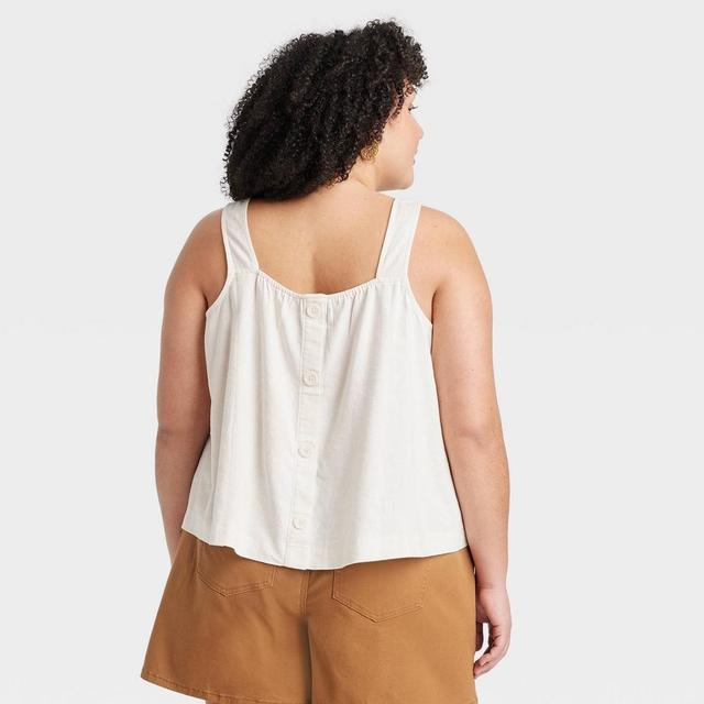 Womens Linen Tank Top - Ava & Viv Ivory 3X Product Image