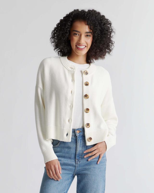 100% Organic Cotton Cropped Cardigan Product Image