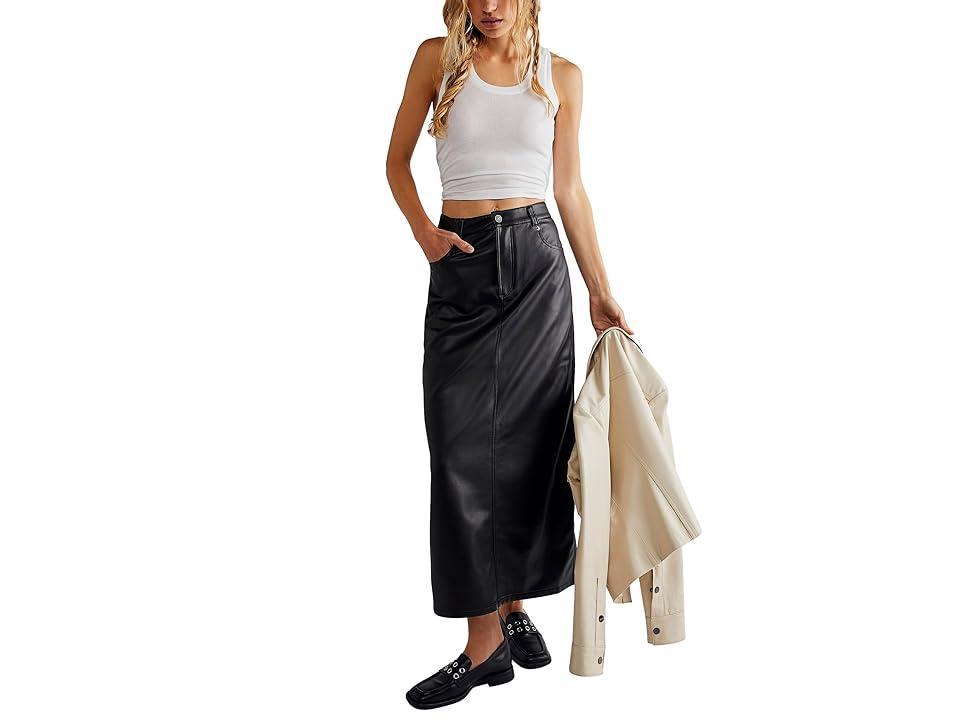 Womens City Slicker Vegan Leather Maxi Skirt Product Image