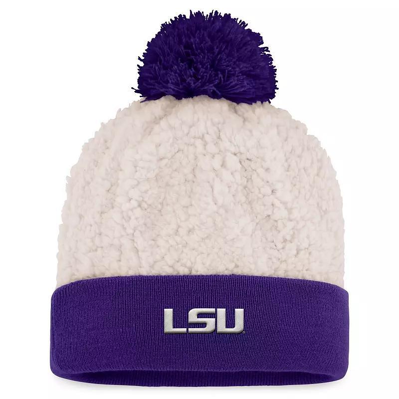 Womens Top of the World Cream LSU Tigers Grace Sherpa Cuffed Knit Hat with Pom Product Image