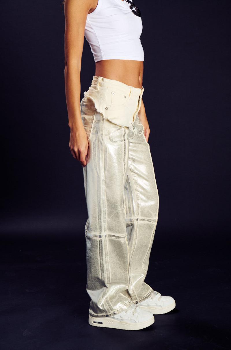 ATLAS METALLIC DETAIL WIDE LEG DENIM Product Image