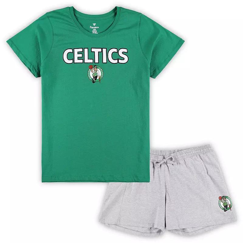 Womens Fanatics Kelly Green Boston Celtics Plus Size T-shirt and Shorts Combo Set - Kelly Green Product Image