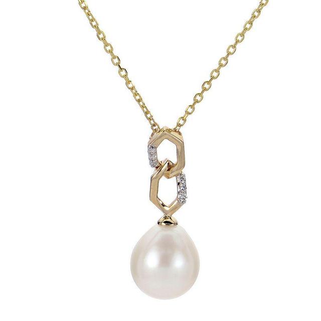 PearLustre by Imperial 14k Gold Freshwater Cultured Pearl & Diamond Accent Geometric Necklace, Womens 14k Yellow Gold Product Image