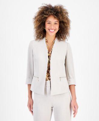 Kasper Womens Zip-Pocket Cuffed-Sleeve Jacket Product Image