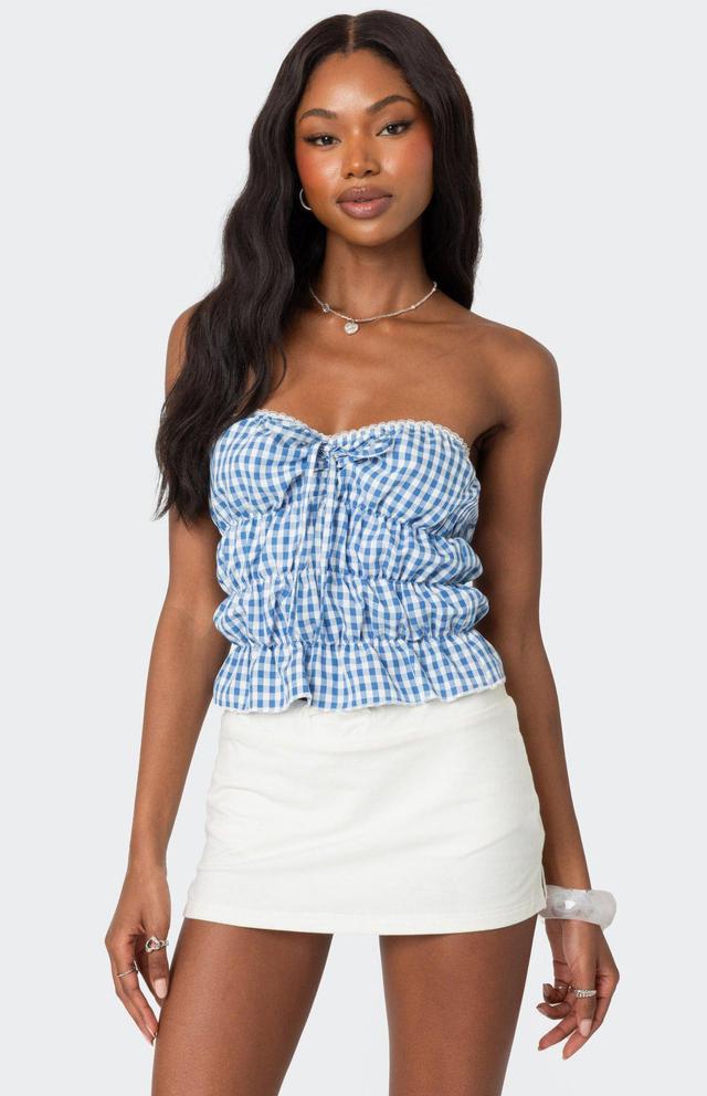 Edikted Women's Lanna Gingham Elastic Scrunch Top Product Image