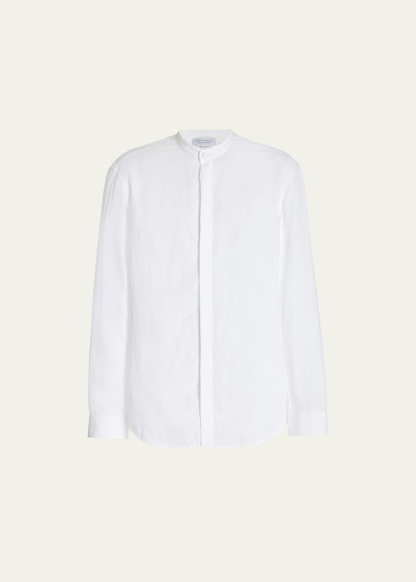 Mens Ollie Linen Band Collar Sport Shirt Product Image