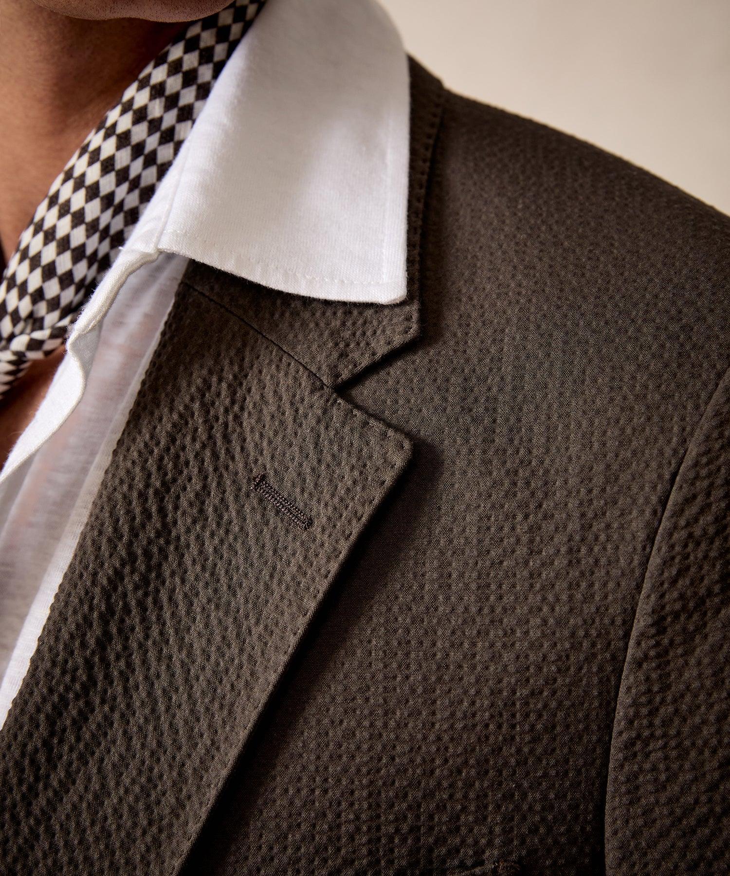 Italian Seersucker Sutton Jacket in Brown Product Image