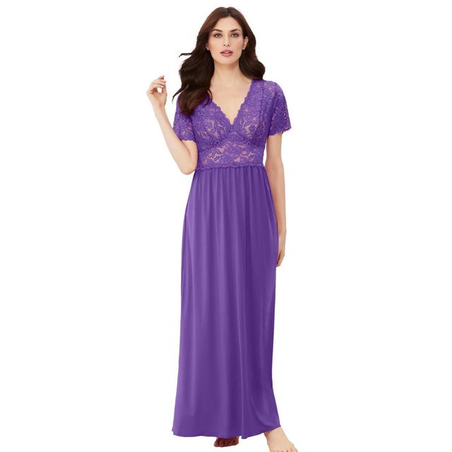 Amoureuse Womens Long Lace Top Stretch Knit Gown Product Image