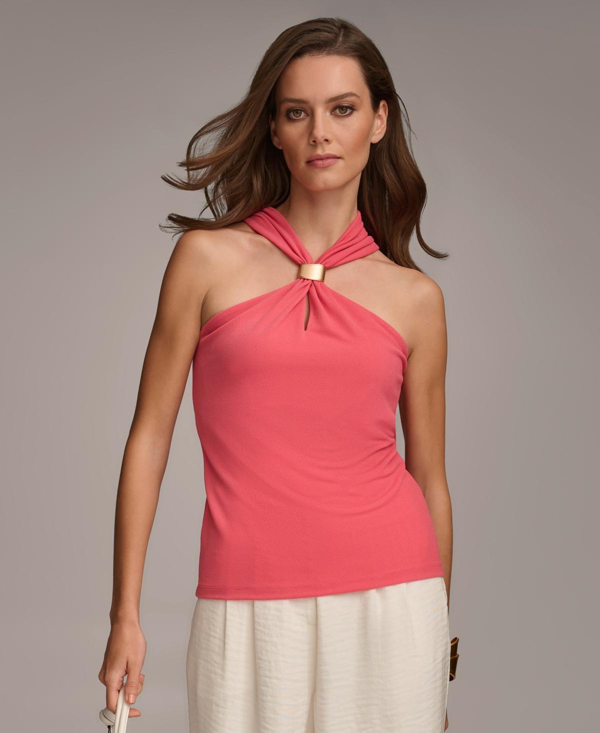 Donna Karan Womens Hardware-Trim Halter Top Product Image